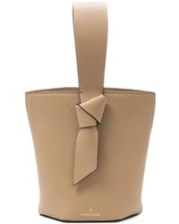 La Portegna - Julieta Knot-Detail Leather Bucket Mini Bag - Lyst