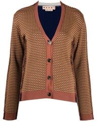 Marni - Graphic-Print V-Neck Cardigan - Lyst