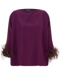 Gianluca Capannolo - Feather-Trim Boat-Neck Blouse - Lyst