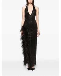 Atu Body Couture - Feather-Trimmed Sequined Maxi Dress - Lyst