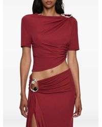 Christopher Esber - Orica Crystal-Embellished Ruched Jersey T-Shirt - Lyst