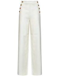 Max Mara - Button-Detail Wide-Leg Trousers - Lyst