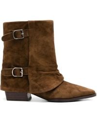 SERGIO MORETTI FIRENZE - Buckle-Strap Slouchy Ankle Boots - Lyst