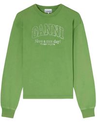 Ganni - Embellished Long-Sleeves Sweatshirt - Lyst