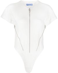 Mugler - Zip-embellished Cotton Bodysuit - Lyst