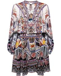 Camilla - My Folk Art Silk Minidress - Lyst