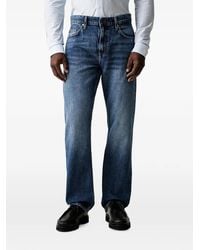 Guess - Logo-Patch Straight-Leg Jeans - Lyst