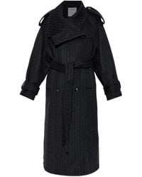 Sportmax - Pinstripe-Pattern Belted Coat - Lyst