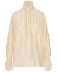 Fabiana Filippi - Pussy-Bow Lace-Trim Blouse - Lyst