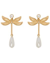 Oscar de la Renta - Dragonfly Pearl Drop Earrings - Lyst