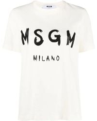 MSGM - Logo-Print Cotton T-Shirt - Lyst