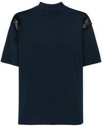 Stella McCartney - Lace-Inserts High-Neck T-Shirt - Lyst
