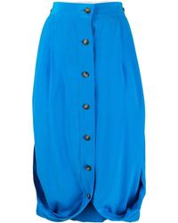 Quira - High-waisted Buttoned Silk Skirt - Lyst