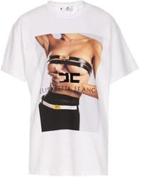 Elisabetta Franchi - Graphic-Print Crew-Neck T-Shirt - Lyst
