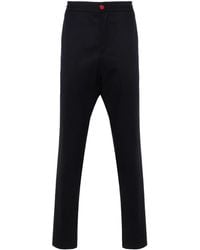 Kiton - Logo-Patch Cotton Tapered Trousers - Lyst
