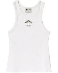 Moschino - Logo-Print Ribbed-Knit Top - Lyst