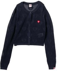 AAPE BY A BATHING AP - Heart-Pattern Pointelle Cardigan - Lyst