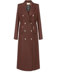 Elisabetta Franchi - Doppelreihiger Mantel mit emailliertem Knopf - Lyst