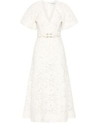 Rebecca Vallance - Ginger Kanten Jurk Met Pofmouwen - Lyst