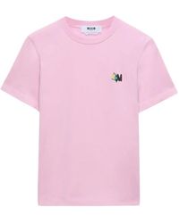 MSGM - Embroidery T-Shirt - Lyst