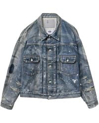 Junya Watanabe - Paint-Splatter Distressed Denim Jacket - Lyst