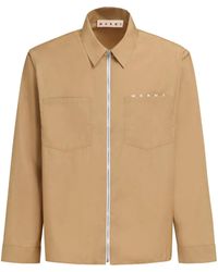 Marni - Logo-Print Cotton Shirt Jacket - Lyst