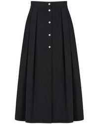 LA ROSE - Midi Button-Front Pleated Skirt - Lyst