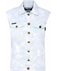 Philipp Plein - Bleach-Effect Denim Vest - Lyst