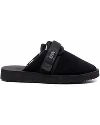 Suicoke - Black Shearling-lined Slippers In Leather - Lyst