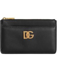Dolce & Gabbana - Calfskin Card Holder With Dg Logo - Lyst