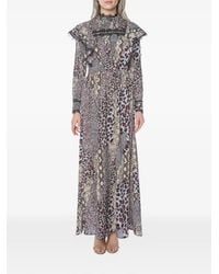 One Teaspoon - Animal-Print Ruffled Maxi Dress - Lyst