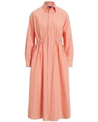 Polo Ralph Lauren - Striped Cotton-Linen Drawcord Shirt Dress - Lyst