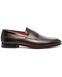 Santoni - Leather Penny Loafers - Lyst