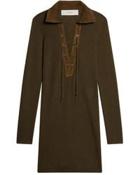 Golden Goose - Lace-Up Collared Knitted Mini Dress - Lyst