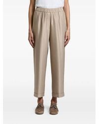 Peserico - Elasticated-Waist Turn-Up Trousers - Lyst