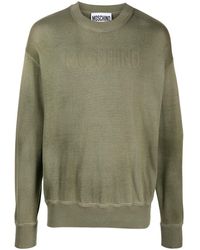 Moschino - Stonewashed Embroidered-logo Sweatshirt - Lyst