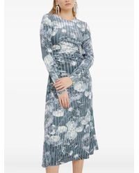 Stine Goya - Striped Floral Midi Dress - Lyst