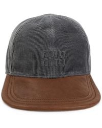Miu Miu - Corduroy And Leather Baseball Cap - Lyst
