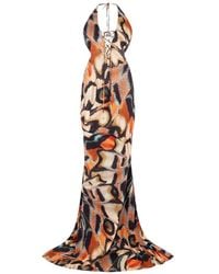 Roberto Cavalli - Butterfly-Print Lace-Up Maxi Dress - Lyst