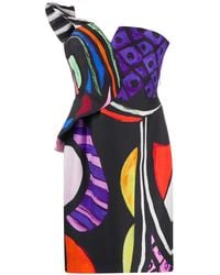 Moschino - Abstract-Print Ruffled Dress - Lyst