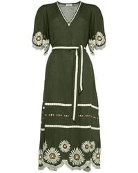 Eres - Hortense Floral-Embroidered Linen Dress - Lyst