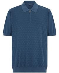 Fedeli - Geometric-Patterned Zip-Fastening Polo Shirt - Lyst