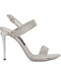 Dolce & Gabbana - Sandalo in raso e termostrass - Lyst