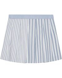 Ganni - Striped Pleated Mini Skirt - Lyst