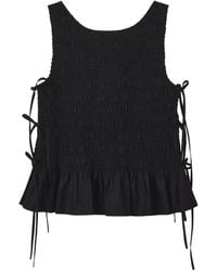 Ganni - Poplin Smocked Top - Lyst