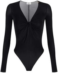 Elisabetta Franchi - Draped Long-Sleeves Bodysuit - Lyst