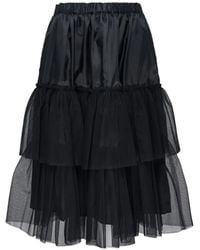 COMME DES GARÇON BLACK - Midi Tulle Tiered Skirt - Lyst