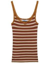 Prada - Gestreepte Katoenen Top - Lyst