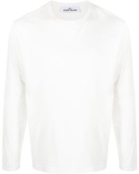 Stone Island Cotton Compass Embroidered Crewneck T-shirt in White for Men |  Lyst