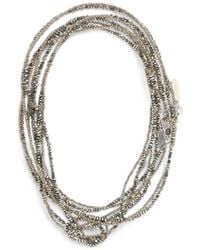 Brunello Cucinelli - Hematite And Sterling Wrap Bracelet - Lyst